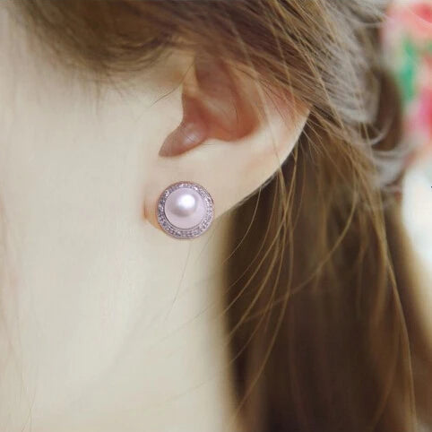 Naomi - boucle d'oreille perle rose