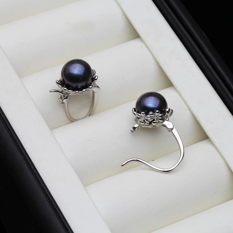 Ophélia - boucle d'oreille perle noire Tahiti