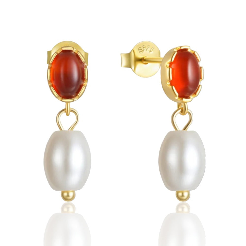 Boucles d'oreilles Zircone - Piment rouge Émail - Dorure Or et Argent Rhodié Boucles d'oreilles Zircone - Piment rouge Émail - Dorure Or et Argent Rhodié